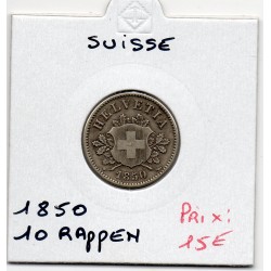 Suisse 10 rappen 1850 TTB, KM 6 pièce de monnaie