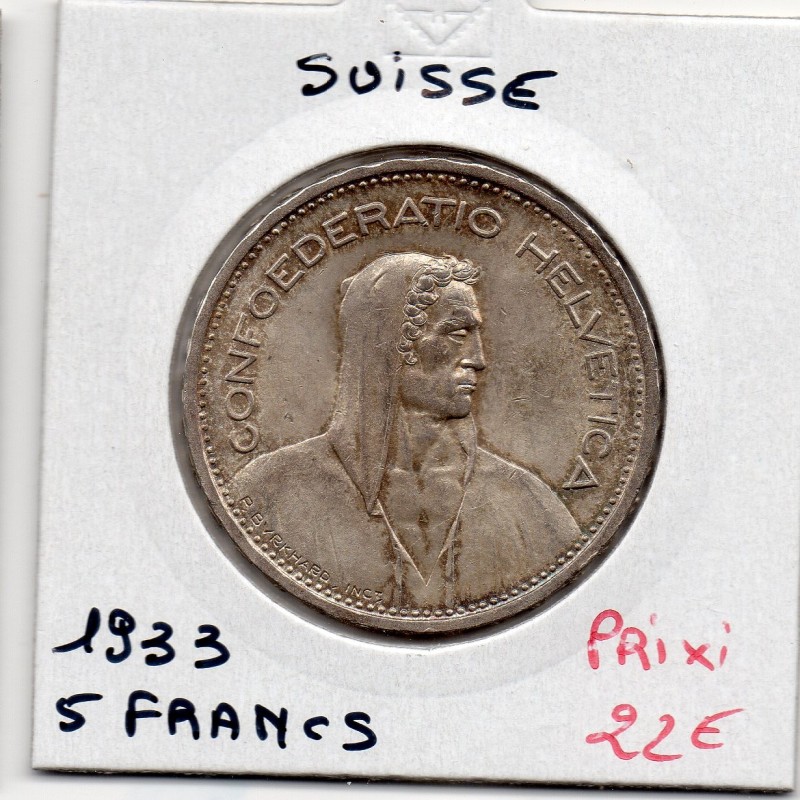 Suisse 5 francs 1933 Spl, KM 40 pièce de monnaie