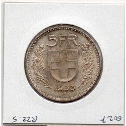 Suisse 5 francs 1933 Spl, KM 40 pièce de monnaie