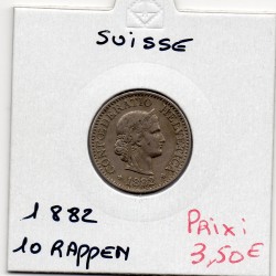 Suisse 10 rappen 1882 TTB, KM 27 pièce de monnaie