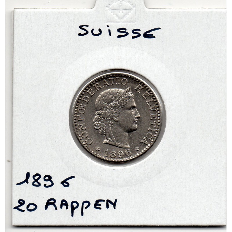 Suisse 20 rappen 1896 spl, KM 29 pièce de monnaie