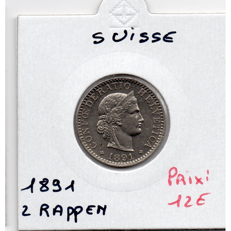 Suisse 20 rappen 1891 Sup+, KM 29 pièce de monnaie