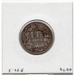 Suisse 1 franc 1880 B, KM 24 pièce de monnaie