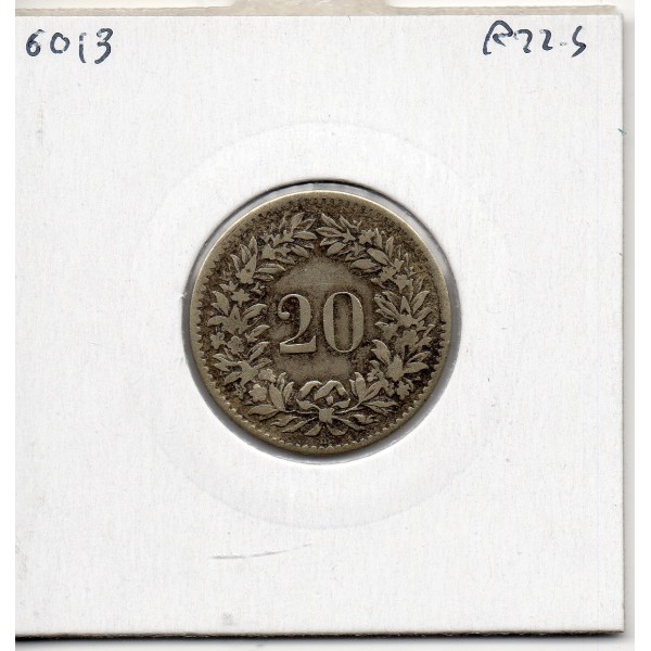 Suisse 20 rappen 1850 TTB-, KM 7 pièce de monnaie