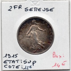 2 Francs Semeuse Argent 1915 Sup, France pièce de monnaie