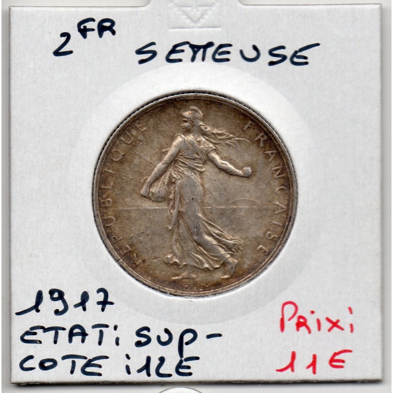 2 Francs Semeuse Argent 1917 Sup-, France pièce de monnaie