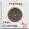 Espagne 25 centimos 1937 TTB+, KM 753 pièce de monnaie