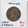 Belgique 2 Francs 1866 en Français TB-, KM 30 pièce de monnaie