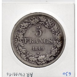 Belgique 5 Francs 1849 TTB, KM 3 pièce de monnaie