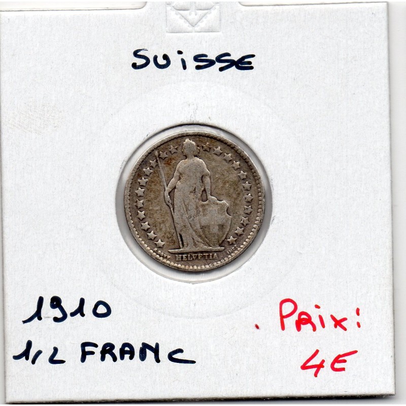 Suisse 1/2 franc 1910 TB, KM 23 pièce de monnaie