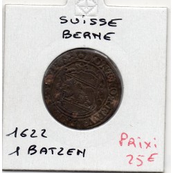 Suisse Canton Berne 1 Batzen 1622 TB-, KM 15 pièce de monnaie