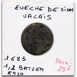 Suisse Evêché de Sion Sitten 1/2 batzen 1685 TTB-, KM 20 pièce de monnaie