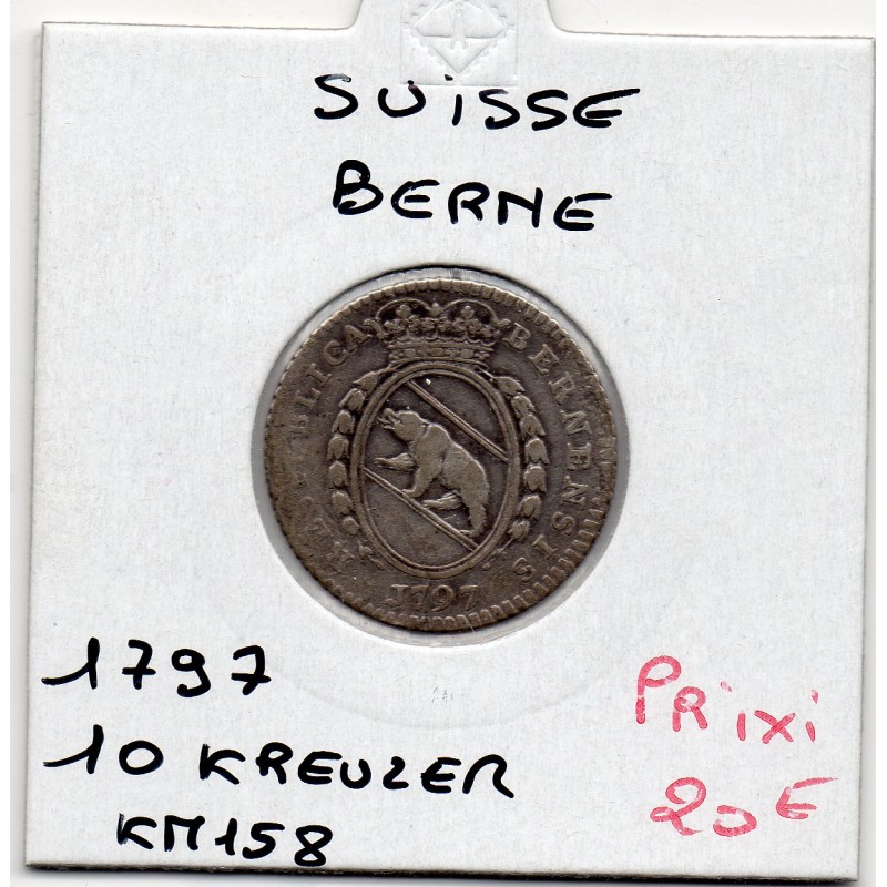 Suisse Ville de Berne 10 Kreuzer 1797 TTB-, KM 158 pièce de monnaie