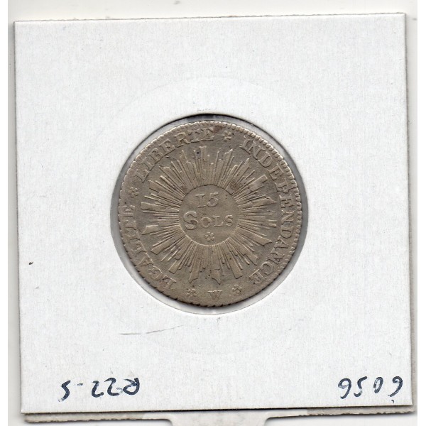 Suisse Canton Genève 15 sols 1794 TTB, KM 97 pièce de monnaie