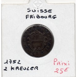 Suisse Canton Fribourg 2 kreuzer 1752 TTB, KM 47 pièce de monnaie