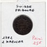 Suisse Canton Fribourg 2 kreuzer 1752 TTB, KM 47 pièce de monnaie