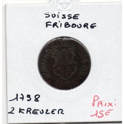 Suisse Canton Fribourg 2 kreuzer 1789 TTB-, KM 47 pièce de monnaie