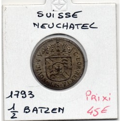 Suisse Canton Neuchatel 1/2 Batzen 1793 Sup, KM 47 pièce de monnaie
