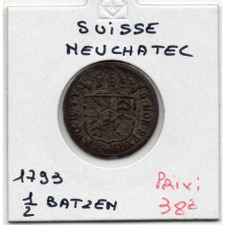 Suisse Canton Neuchatel 1/2 Batzen 1793 Sup-, KM 47 pièce de monnaie
