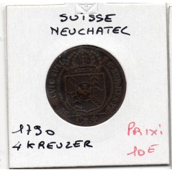 Suisse Canton Neuchatel 4 Kreuzer 1790 TTB, KM 49 pièce de monnaie