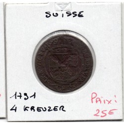 Suisse Canton Neuchatel 4 Kreuzer 1791 TTB, KM 49 pièce de monnaie