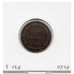 Suisse République Helvete 1/2 batzen 1799 TTB+, KM A5 pièce de monnaie