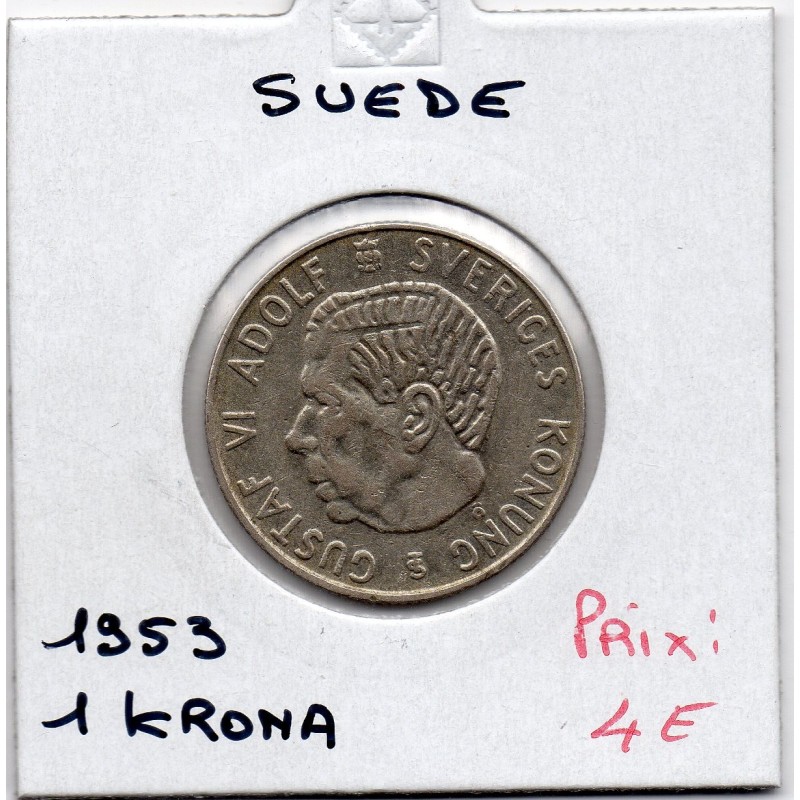 Suède 1 krona 1953 Sup, KM 826 pièce de monnaie