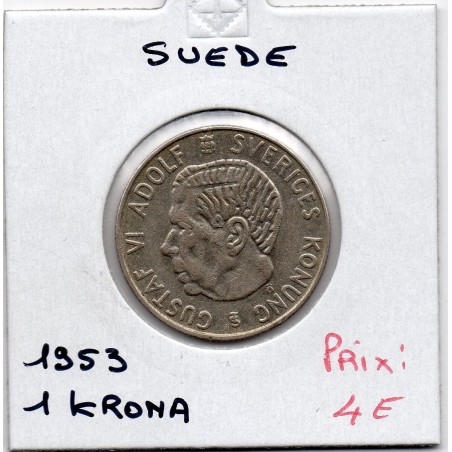 Suède 1 krona 1953 Sup, KM 826 pièce de monnaie