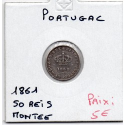 Portugal 50 reis 1861 TTB montée, KM 493 pièce de monnaie