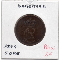 Danemark 5 ore 1974 TTB, KM 794 pièce de monnaie