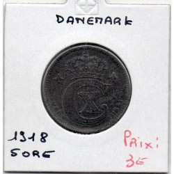 Danemark 5 ore 1918 TB, KM 814.2 pièce de monnaie