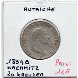 Autriche 20 kreuzer 1834 B Kremnitz TB, KM 2147 pièce de monnaie
