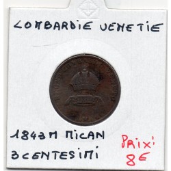 Italie Lombardie Venetie 3 centessimi 1843 M Milan TB+, KM C13 pièce de monnaie