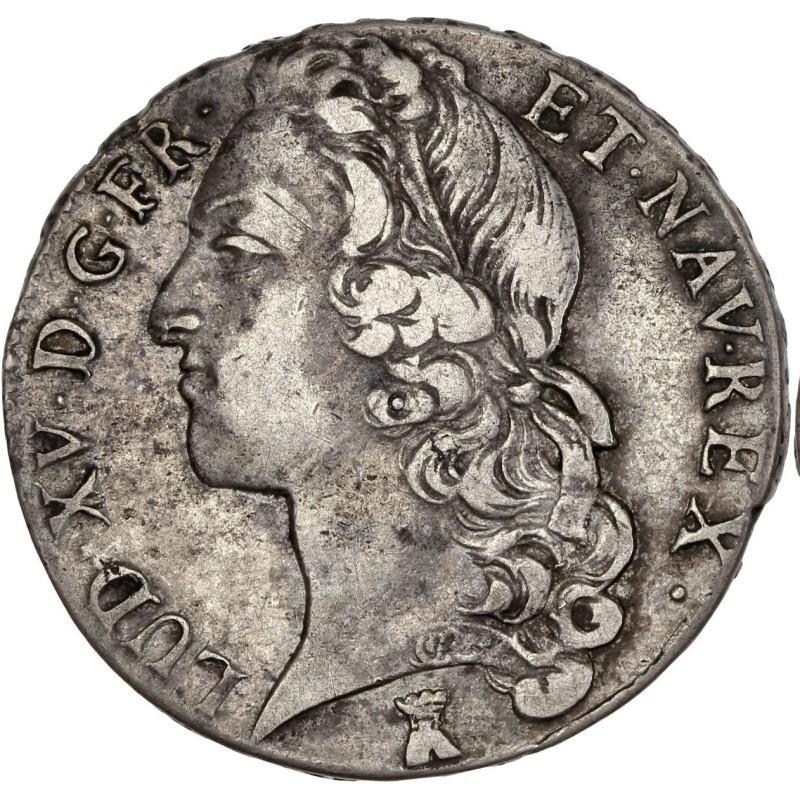 1/2 Ecu au Bandeau 1764 T Nantes Louis XV TTB- pièce de monnaie royale