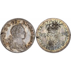1/6 Ecu ou 20 sols France Navarre 1719 X Amiens Louis XV pièce de monnaie royale