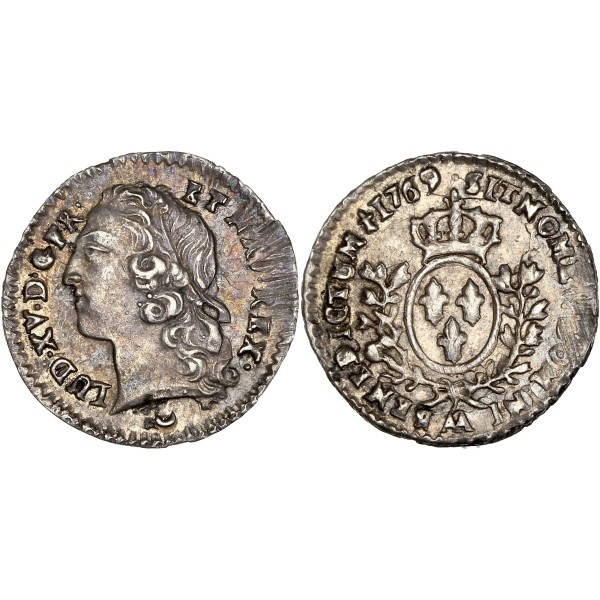1/20 Ecu au Bandeau 1769 AA Metz Louis XV pièce de monnaie royale