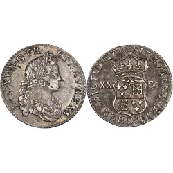 1/6 Ecu ou 20 sols France Navarre 1720 D Lyon Louis XV pièce de monnaie royale