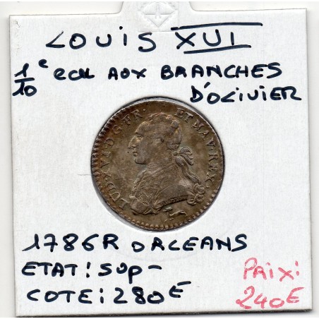 1/10 Ecu 1786 R Orléan Louis XVI Sup- pièce de monnaie royale