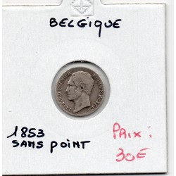 Belgique 20 centimes 1853 TTB, KM 20 pièce de monnaie