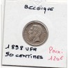 Belgique 50 centimes 1898 en Francais Spl, KM 26 pièce de monnaie