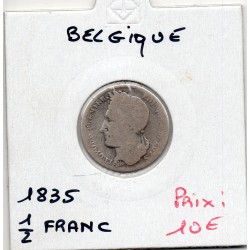 Belgique 1/2 Franc 1835 B, KM 6 pièce de monnaie