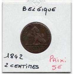 Belgique 2 centimes 1842 TTB-, KM 4 pièce de monnaie