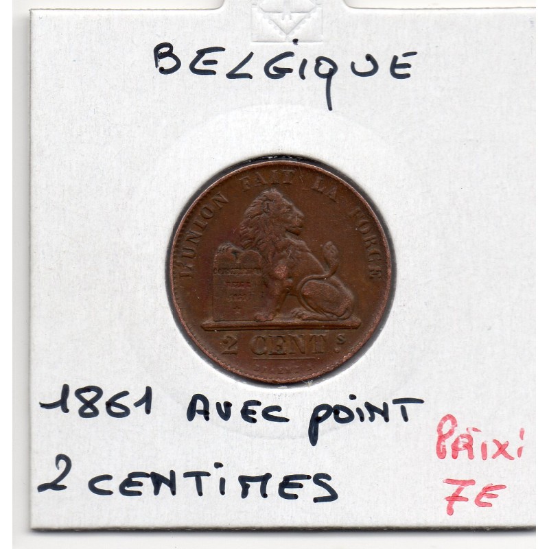 Belgique 2 centimes 1861 TTB+, KM 4.2 pièce de monnaie