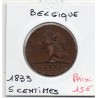 Belgique 5 centimes 1833 TTB, KM 5 pièce de monnaie