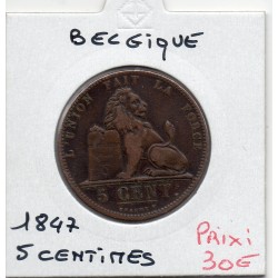 Belgique 5 centimes 1847 TTB, KM 5 pièce de monnaie