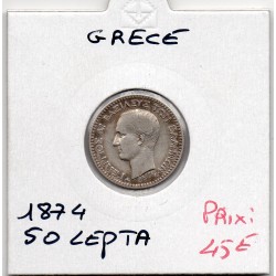 Grece 50 Lepta 1874 A Paris Sup-, KM 37 pièce de monnaie