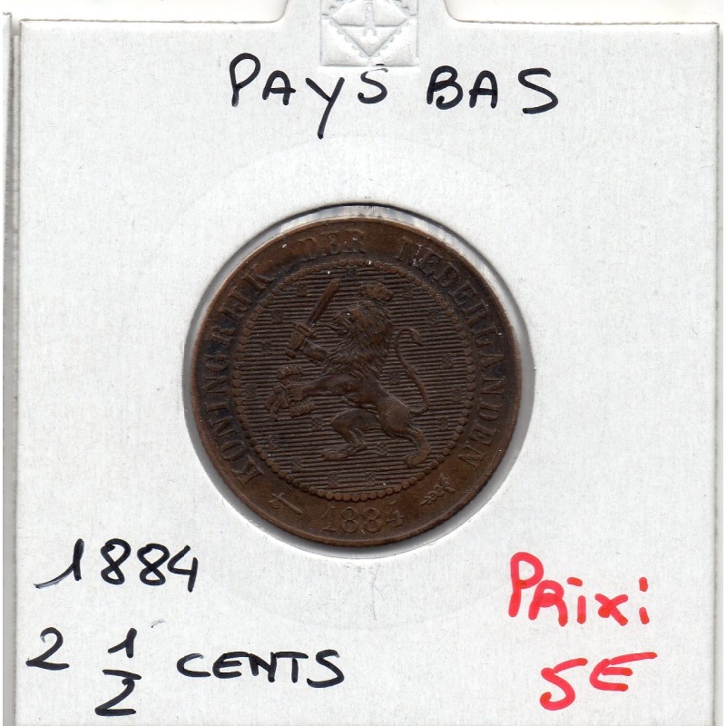 Pays Bas 2 1/2  cents 1884 TTB, KM 108  pièce de monnaie