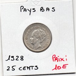 Pays Bas 25 cents 1928 Sup, KM 164 pièce de monnaie
