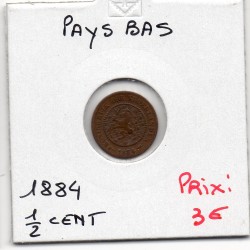 Pays Bas 1/2 cent 1884 TTB, KM 109 pièce de monnaie