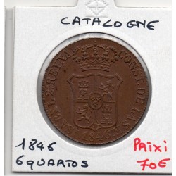 Catalogne 6 Quartos 1846 Sup-, KM 128 pièce de monnaie